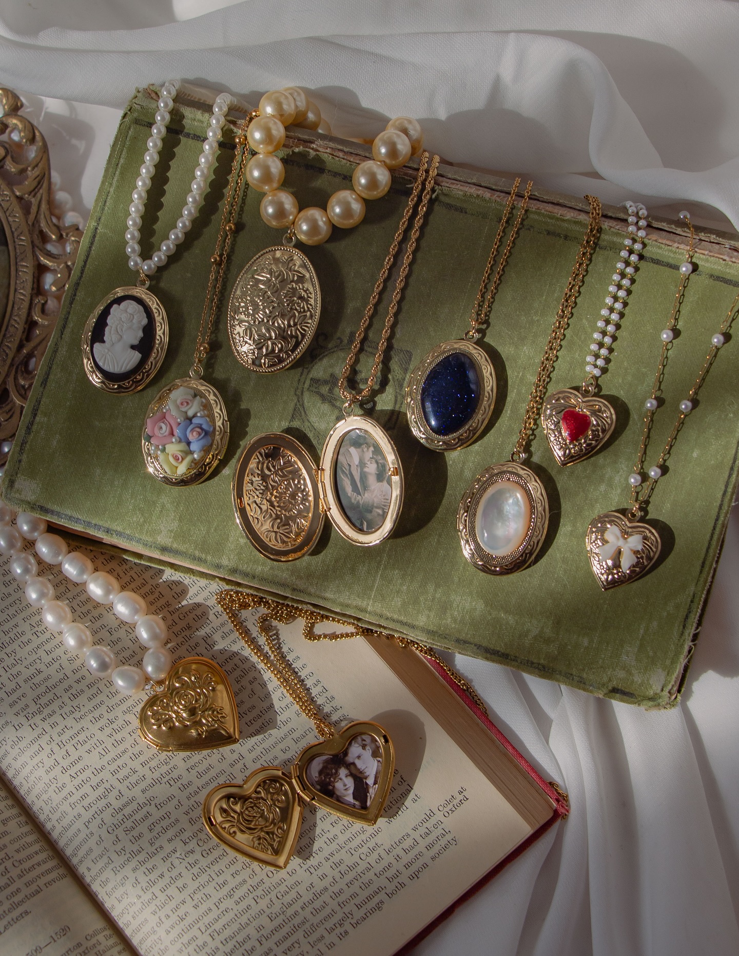 Newest Orfalis pieces displayed on velvet
